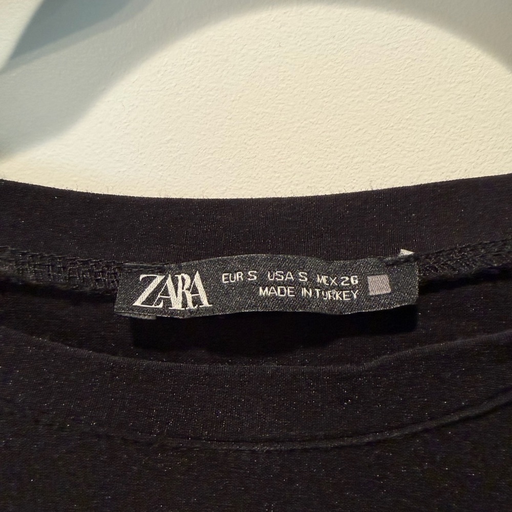 Zara Black Short-Sleeve Dress Size Small - Picture 6 of 6